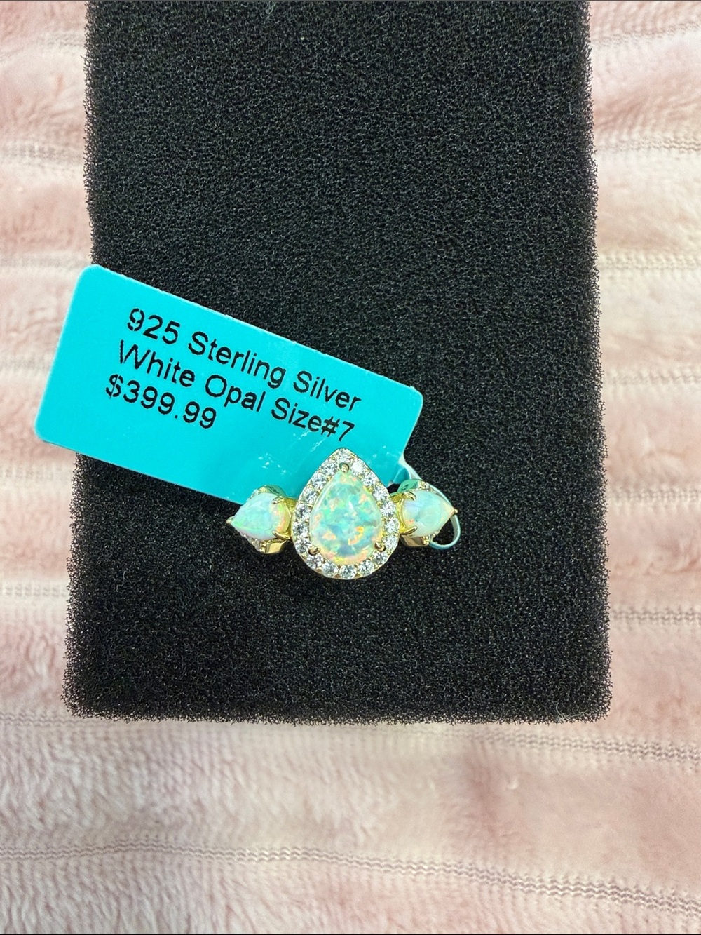 Gold-Plated 925 Sterling Silver White Opal Ring Size 7 – New With Tag